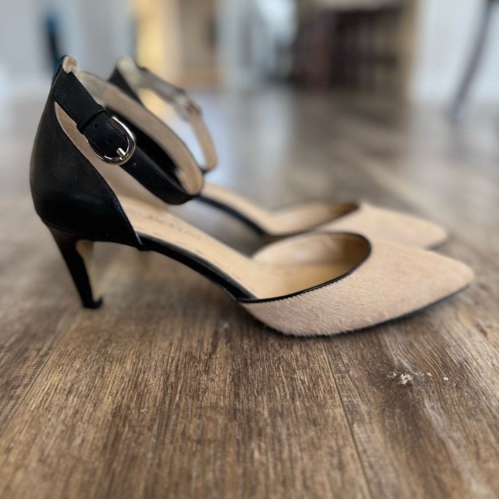 Enzo Angiolini Crystani Genuine Calf Hair Ankle Strap Pumps